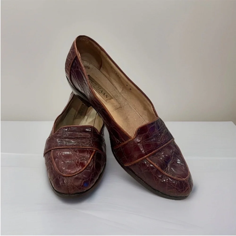 Cole Haan Vintage Genuine Alligator Brown Women's Loafers - 8M - Made in Italy